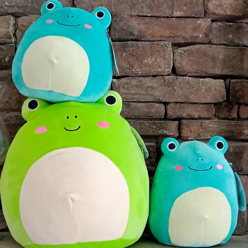 3 frog squishmallow bundle robert wendy ludwig 12" and 8"